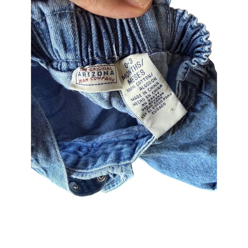 Vintage Arizona Denim Dress Baby Girl 0-3 Months Pleated Western Country Overall